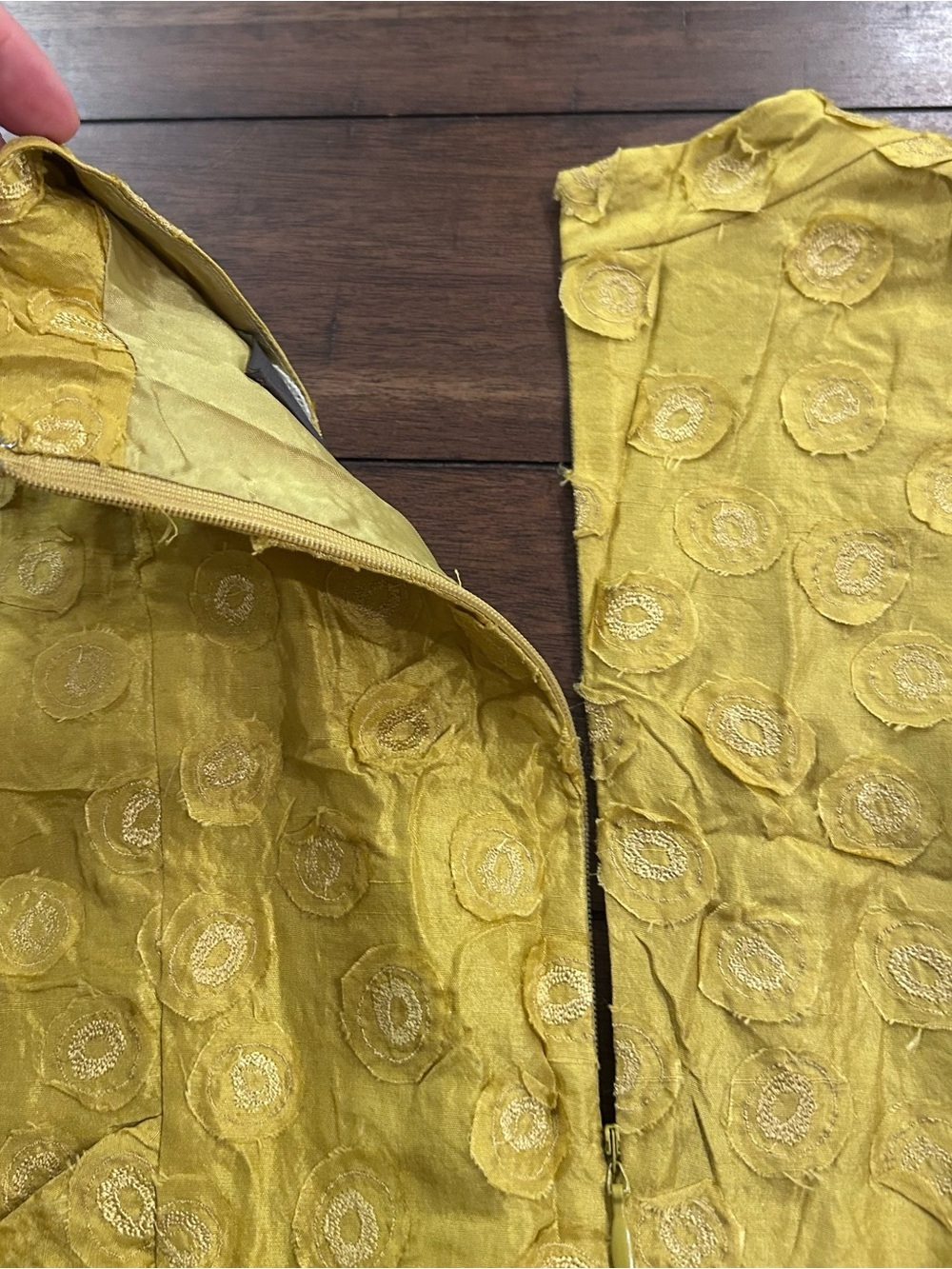 Anthropologie BHLDN Quillaree Silk Yellow Gold Tethered Dots Dress Size 4 $300 - Picture 5 of 8